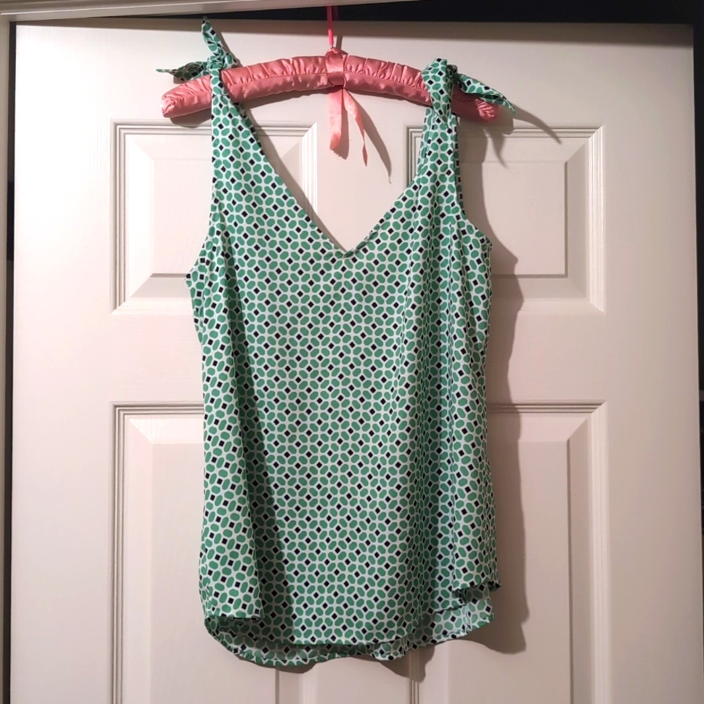 Ann Taylor Poly Tie-Top Shell S